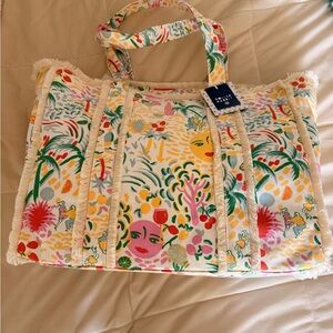 Roller Rabbit Colorful Tropical Print Tote